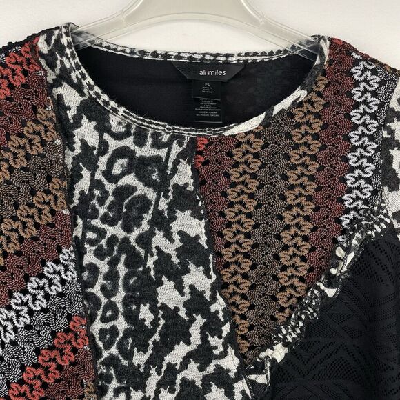 Ali Miles Tunic Top Womens Small Boho Stretch Mixed Knit Textured Art To Wear - Picture 4 of 6